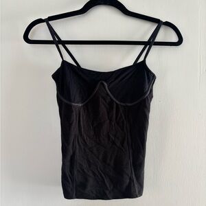 Joah Brown Black Ribbed Underwire Cami Tank